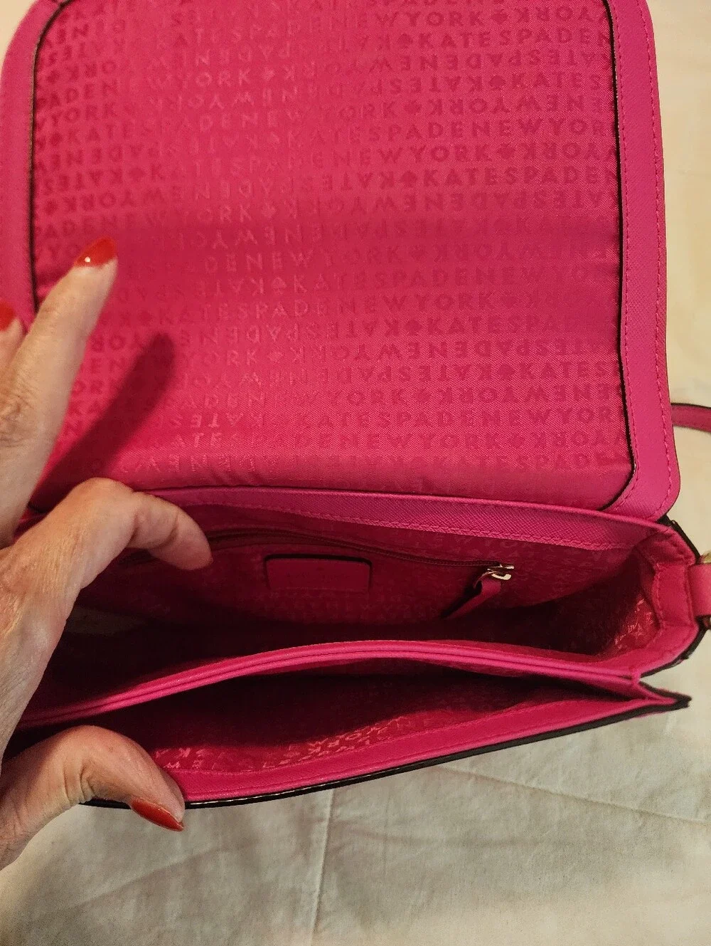 Kate Spade Hot Pink Crossbody Flap Bag Gold Hardware Barbie Mobwife Bold